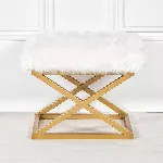 Pouf Hanah Home Capraz, kuld Valge, 50 x 42 x 40