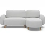 Bawal corner sofa with sleeping function and storage compartment, light grey boucl&eacute;, right-hand side, Modern, Light grey
