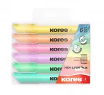 Tekstimarker KORES HIGH LINER PLUS, 6 pastellv&auml;rvi, pakk.