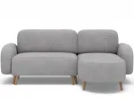 Bawal corner sofa with sleeping function and storage compartment, gray plush, right-hand side, Modern, Gray