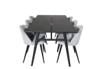 Sleek Extentiontable Black Brushed - 195*95+Velvet Dining Chair Corduroy - Light Grey / Black_6