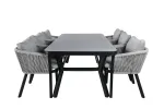 Virya Dining Table - Black Alu / Grey Glass - big table+Virya Dining Chair - BLACK Alu / Grey cushion _6