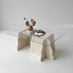 Kohvilaud, Hanah Home, travertiin, l&auml;bipaistev, 105 x 40 x 65