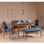 Pikendatav s&ouml;&ouml;gilaud ja toolid (5 t&uuml;kki), Hanah Home, p&auml;hkel Tumesinine, 130 x 77 x 80, cm