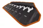 Double-sided open-end wrenches, ultra-thin, 5.5 x 27 mm, set of 8, fabric case