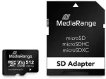 "CARD MediaRange SD MicroSD kaart 512GB UHS-1 Cl.10 sh. Adapter"