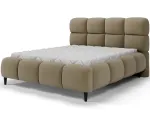 Giberio bed 140x200 with metal bed frame and storage compartment, light brown velvet, Minimalist, Light Brown