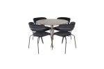Plaza Round table 100 cm - Walnut top - Walnut legs+Arrow armchair - Black Legs - Black Velvet_4