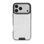Glacial Desert - White Snakeskin iPhone 17 Pro Max Case, Elite Dark (MagSafe) / Silver