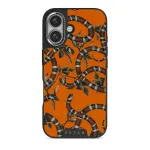 Bitter Apricot - Snake iPhone 16 Plus Case, Elite Dark (MagSafe) / Silver