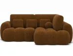 Cozion corner sofa with sleeping function and storage compartment, beige chenille, right-hand side, Modern, Brown