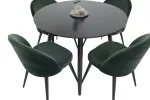 S&ouml;&ouml;gilaud Plaza, Must &oslash;100*H75cm + 4 tooli Velvet, Must/Roheline