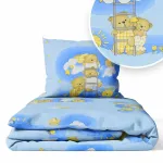 Cover set -  2 pcs - 135x100, 40x60 - BEAR on the LADDER - BLUE
