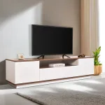 TV-alus, Hanah Home, valge p&auml;hklipuu, 180 x 44,6 x 44,5