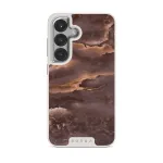 Fire Wood - Brown Marble Samsung Galaxy S25 Case, Elite Light (Magnetic) / Silver