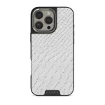 Glacial Desert - White Snakeskin iPhone 16 Pro Case, Elite Dark (MagSafe) / Silver