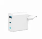 GaN USB-A USB-C Charger LED 30W PD QC3.0 white