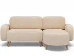 Bawal corner sofa with sleeping function and storage compartment, light beige plush, right-hand side, Modern, Beige