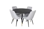 Dipp Dining Table - 115cm - Black / Black Brass+Velvet Deluxe Dining Chair - Black Legs - Light Grey Fabric_4