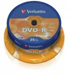 DVD-R 4,7 GB, matt-h&otilde;bedane, &bdquo;Cake Box&ldquo; karp, 25 tk.