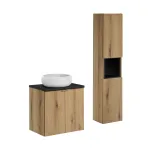 60 cm m&ouml;&ouml;blikomplekt koos lauaplaadiga, lauaplaadile paigaldatava &bdquo;Wiki&ldquo; valamuga ja k&otilde;rge kapiga &bdquo;set-noa b black 60cm d un wiki sw hc&ldquo;