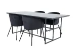 Leif Dining Table - Black / Black smoked smoked Glass+Berit Chair - Black / Black Velvet_4