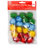 Karvapallid College 25mm 20tk Glitter assortii