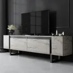 TV-alus, Hanah Home, travertiin, must, 180 x 50 x 30