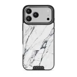 Satin White - Marble iPhone 17 Pro Max Case, Elite Dark (MagSafe) / Silver