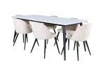 Jimmy Dining Table - Black / White HPL+Velvet Stitches Chair - Black / Beige Velvet_6