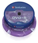 DVD+R 4,7 GB, matt-h&otilde;bedane, &bdquo;Cake Box&ldquo; karp, 25 tk.