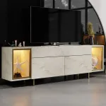 TV-alus, Hanah Home, travertiin, kuldne, 180 x 55 x 32