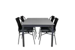 Levels Table 160/240 - Black/Grey+Julian Dining Chair - Black Steel / Black Rope (stackable)_4