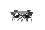 Alma Dining Table - Black Alu - &oslash;120cm+Lindos Armchair - Black Alu / Black Rope_4