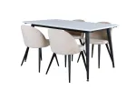 Jimmy Dining Table - Black / White HPL+Velvet Stitches Chair - Black / Beige Velvet_4