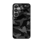 Night Black Camouflage - Samsung Galaxy S25 Case, Elite Dark (Magnetic) / Silver