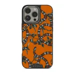 Bitter Apricot - Snake iPhone 16 Pro Case, Elite Dark (MagSafe) / Silver