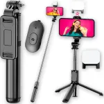 LTC &bdquo;3-in-1&ldquo; telefonipidike: LTC &bdquo;Selfiestick&ldquo; + kolmejalgne alus + lamp