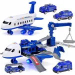 Police Airplane with Parking Garage, Crane and 4 Toy Cars, Lights and Sounds ZA6561