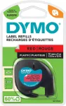 "Dymo LetraTAG" kleeplint, 12 mm x 4 m, must, punase taustaga