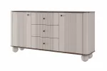 Chest Of Doors Vesper 160 Cm With 3 Drawers - Cashmere / Nut / Black Handles / Ball Legs