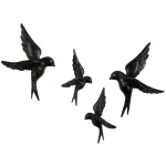 Avaler Birds dekoratiivkujud, 4 tk, vaik, must