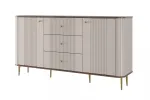 Chest Of Doors Vesper 160 Cm With 3 Drawers - Cashmere / Nut / Gold Legs