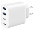 UNIVERSALNE USB-LAADIJA 4P 40 W/TA-UC-2A2C-PD40-01-W GEMBIRD