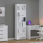 Raamaturiiul, Hanah Home, valge, 55 x 187 x 23