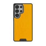 Canary Yellow - Snake Skin Samsung Galaxy S25 Ultra Case, Elite Dark (Magnetic) / Silver