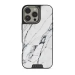 Satin White - Marble iPhone 16 Pro Max Case, Elite Dark (MagSafe) / Silver