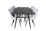 Sleek Extentiontable Black Brushed - 195*95+Velvet Deluxe Dining Chair - Black Legs - Light Grey Fabric_6