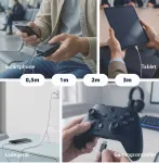 "EFB USB-A ja USB-C kaablikomplekt, 60 W, QC 3A, 2 x 2 m"