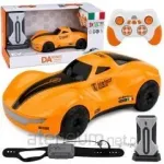 Kaasaegne kaugjuhtimisega RC-auto valguse- ja suitsuefektidega, oranži v&auml;rvi, m&otilde;&otilde;tkavas 1:16